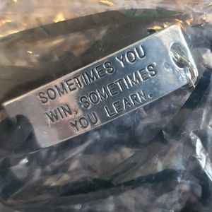 NIP Inspirational Bracelet- Black Suede Adjustable Band with Silver Plate